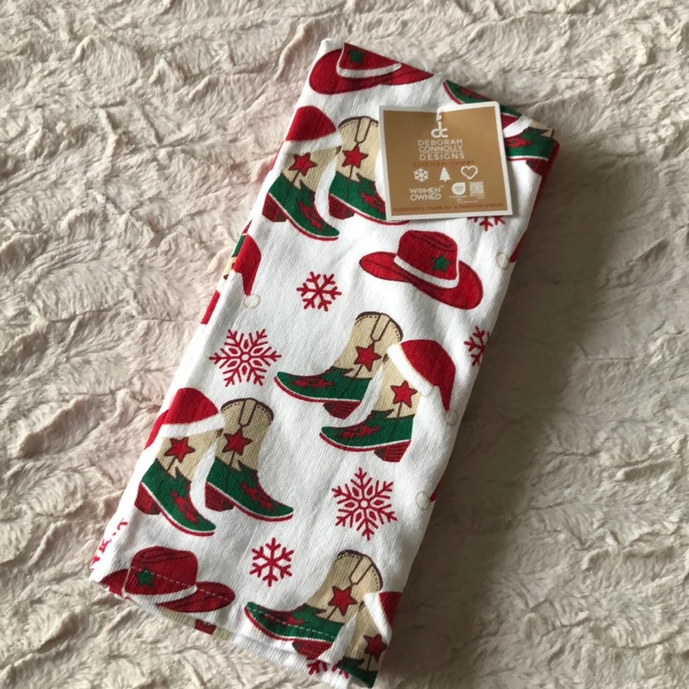 NEW Western Cowboy Boots Christmas Holiday Kitchen Towel Set